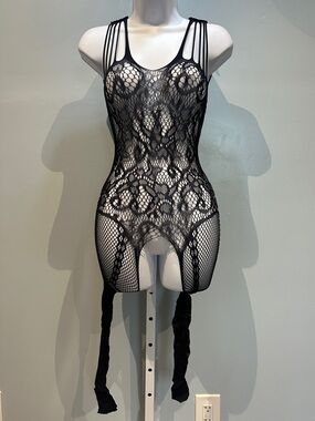 Black Fishnet Jumpsuit Lingerie NWOT
